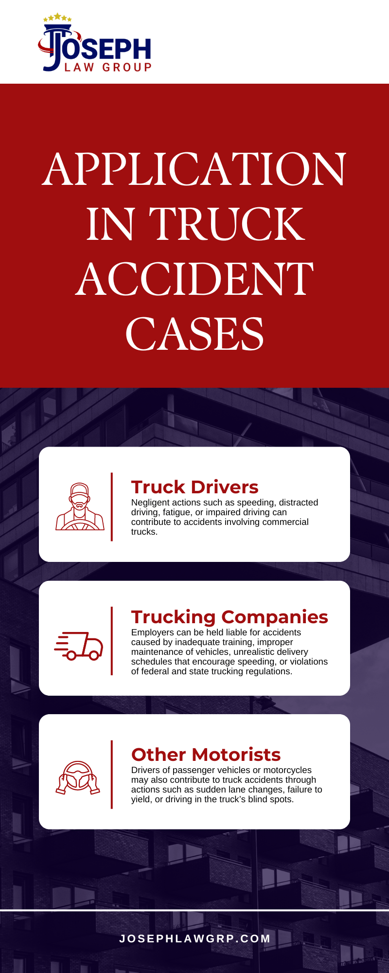 Application In Truck Accident Cases Infographic